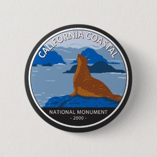 California Coastal National Monument Circle Retro  Button