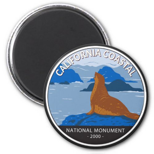 California Coastal National Monument Circle Retro Magnet