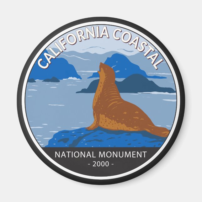 California Coastal National Monument Circle Retro Magnet (Front)