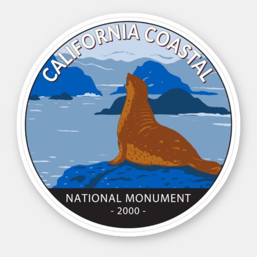 California Coastal National Monument Circle Retro Sticker