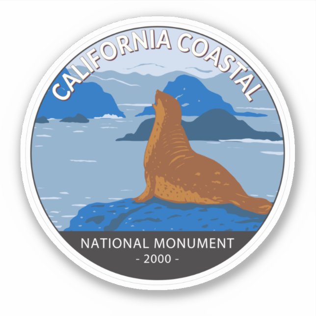 California Coastal National Monument Circle Retro Sticker (Front)