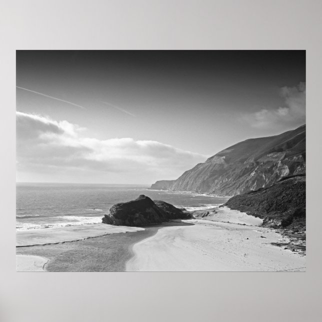 California Coastline black & white photo Poster (Front)