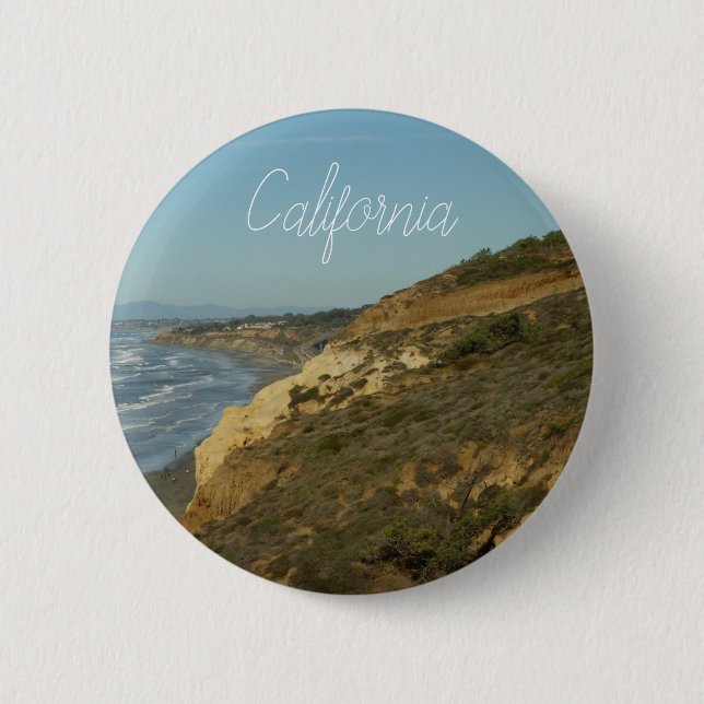 California Coastline Scenic Travel Landscape Button (Front)