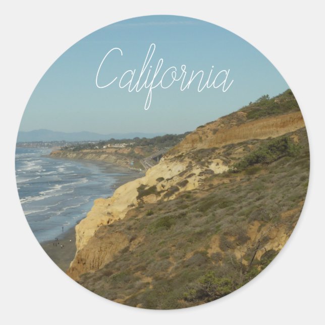California Coastline Scenic Travel Landscape Classic Round Sticker (Front)