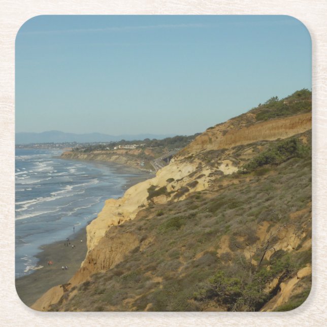 California Coastline Scenic Travel Landscape Square Paper Coaster (Front)