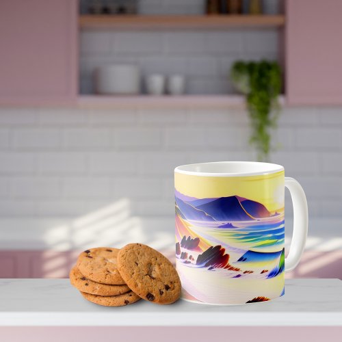 California Coastline Sunset Watercolor  Coffee Mug
