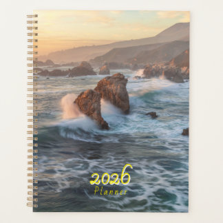 California Coastline Sunset with Crashing Waves Planner