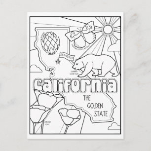 california color me collage postcard