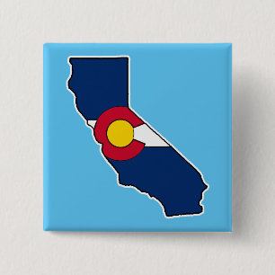 California Colorado flag square pin back button