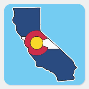 California Colorado flag square sticker labels