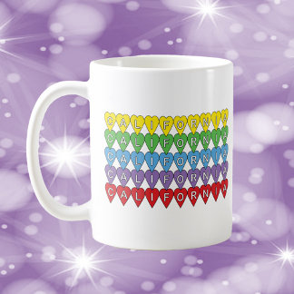 California Colorful Hearts Pattern Coffee Mug