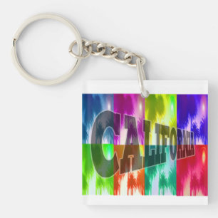 "California" Colorful Palms Keychain