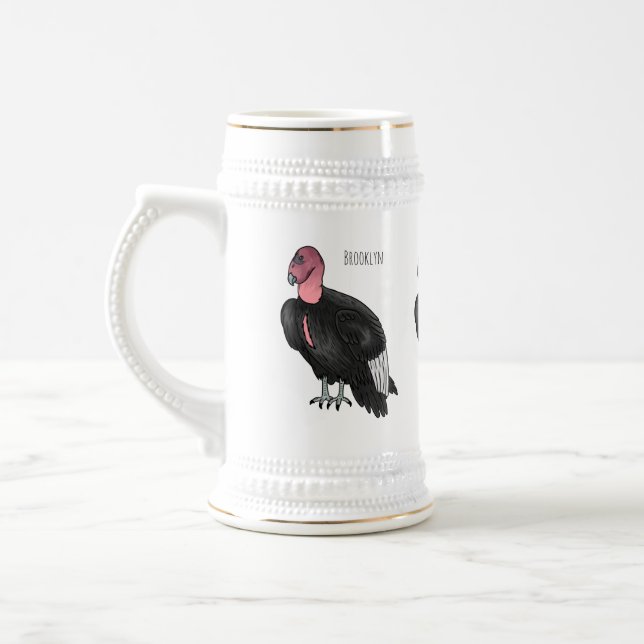 California condor bird cartoon illustration beer stein (Left)