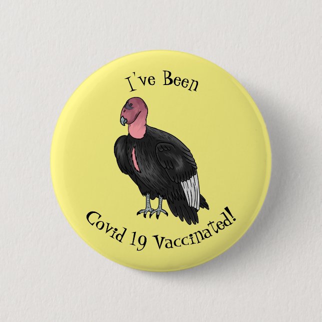 California condor bird cartoon illustration  button (Front)