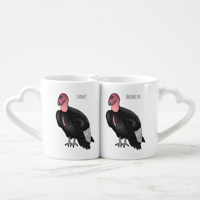 California condor bird cartoon illustration  coffee mug set (Back Nesting)