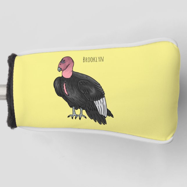 California condor bird cartoon illustration  golf head cover (Front)