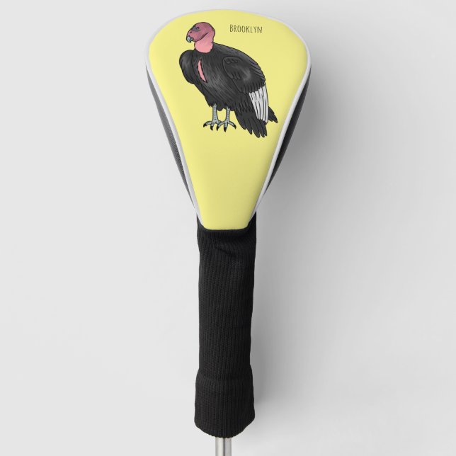 California condor bird cartoon illustration golf head cover (Front)