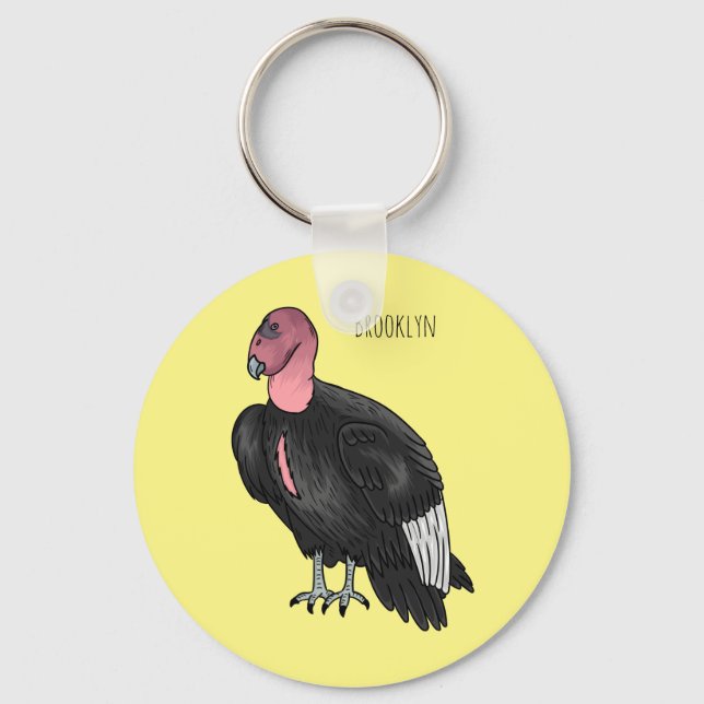 California condor bird cartoon illustration  keychain (Front)