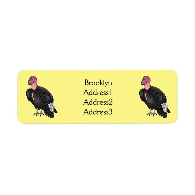 California condor bird cartoon illustration  label (Front)