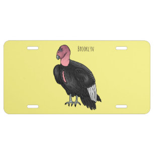California condor bird cartoon illustration  license plate