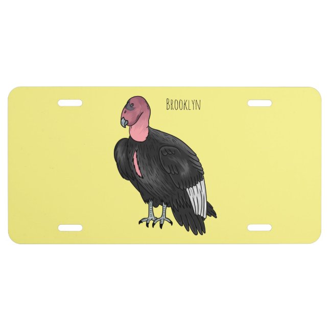 California condor bird cartoon illustration  license plate (Front)