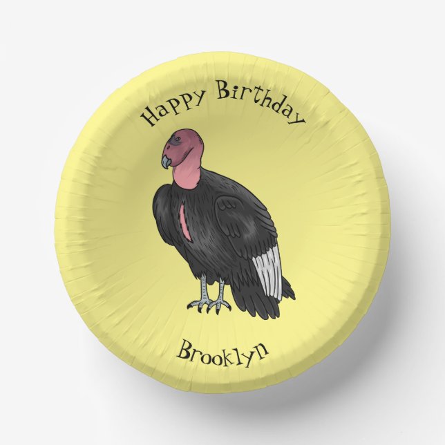 California condor bird cartoon illustration  paper bowls (Front)