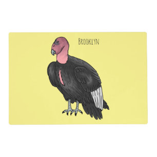 California condor bird cartoon illustration placemat