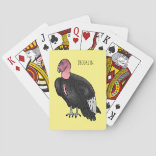 California condor bird cartoon illustration  poker cards