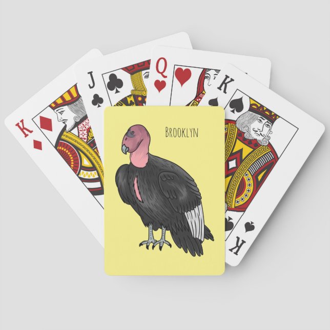 California condor bird cartoon illustration  poker cards (Back)