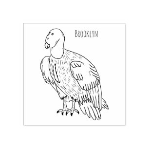 California condor bird cartoon illustration rubber stamp