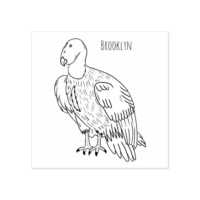 California condor bird cartoon illustration  rubber stamp (Imprint)
