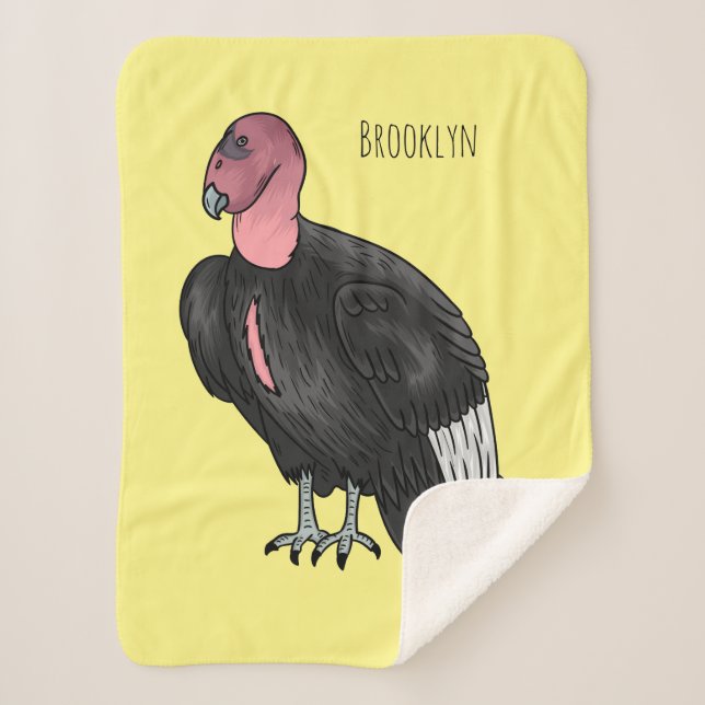 California condor bird cartoon illustration sherpa blanket (Front)