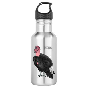 California condor bird cartoon illustration stainless steel water bottle