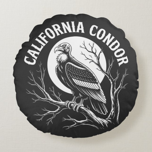 California condor for men and women  round pillow (Front)