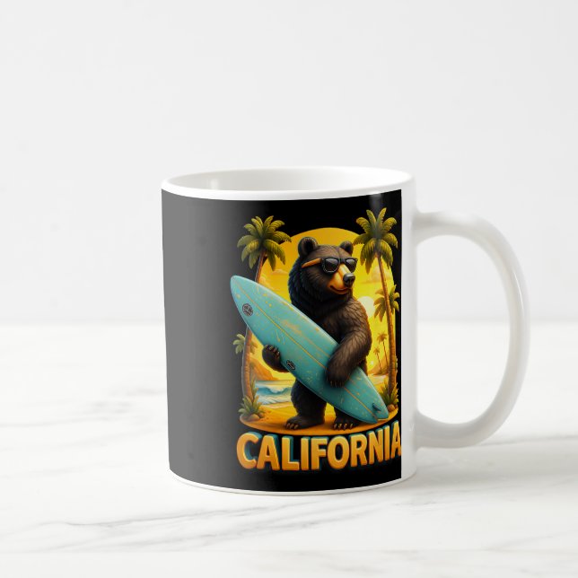 California Cool Republic Sungl Bear Surfing Beach  Coffee Mug (Right)