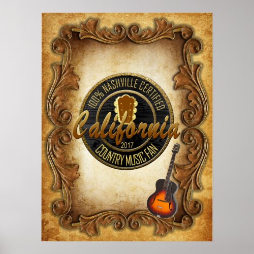 California Country Music Fan Wall Poster