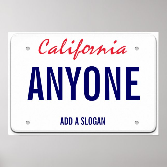 California Custom License Plate Poster (Front)