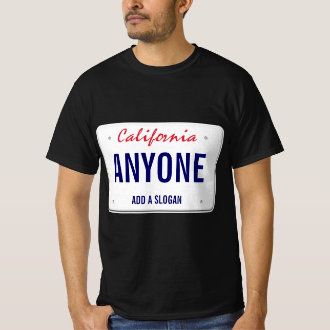 California Custom License Plate T-Shirt (Front)