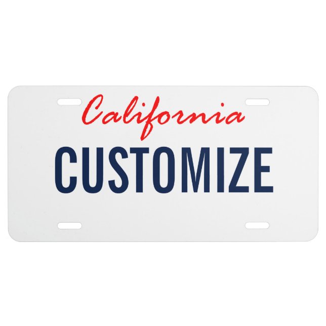 California Customized Vanity License Plate (Front)