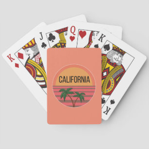 California Cute Design Gift Ideas Sunset Palms Poker Cards