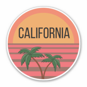 California Cute Design Gift Ideas Sunset Palms Sticker