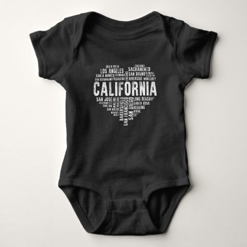 California Cute Heart Shape Text Based Design Baby Bodysuit