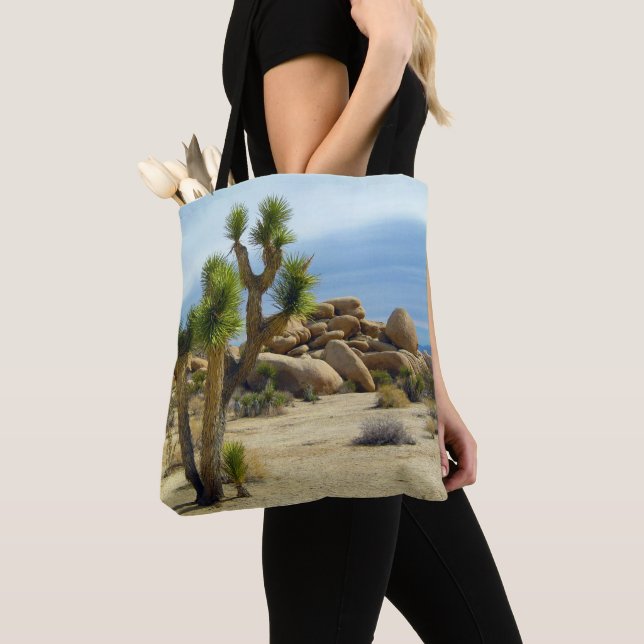 California Desert Succulents, Rocks & Clear Sky Tote Bag (Close Up)