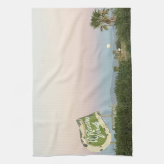 California desert sunset with the moon rising kitchen towel