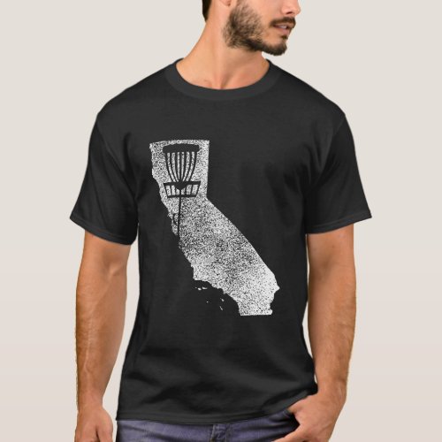 California Disc Golf State With Basket Distressed  T_Shirt