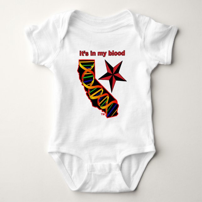 california dna blood.png baby bodysuit (Front)