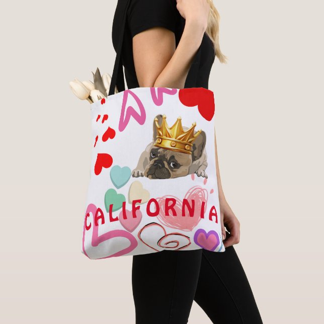 California Dog Lover Trendy Summer Fun Travel Tote (Close Up)