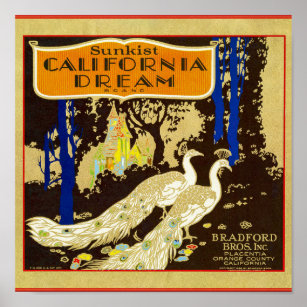 California Dream Oranges packing label Poster