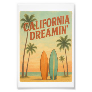 California Dreamin’ Retro 1970s Travel Design Photo Print