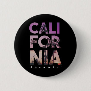 California Dreaming Beach Palm Tree Summer Vacatio Button